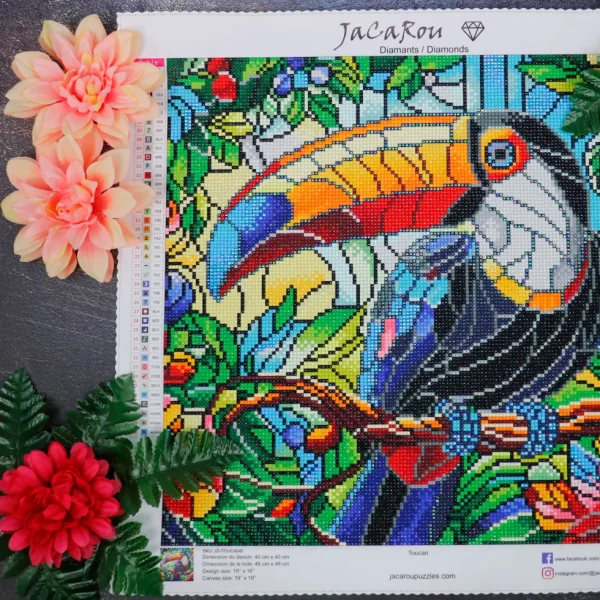 Hot JaCaRou Puzzles Broderie de diamant RONDS - TOUCAN