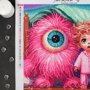 Online JaCaRou Puzzles Broderie de diamant RONDS - MY PINK MONSTER