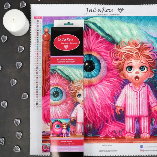 Online JaCaRou Puzzles Broderie de diamant RONDS - MY PINK MONSTER