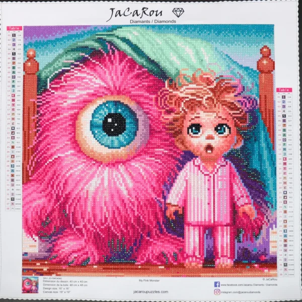 Online JaCaRou Puzzles Broderie de diamant RONDS - MY PINK MONSTER