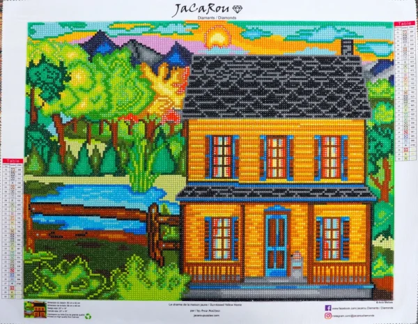 Best JaCaRou Puzzles Broderie de diamants RONDS - LE CHARME DE LA MAISON JAUNE
