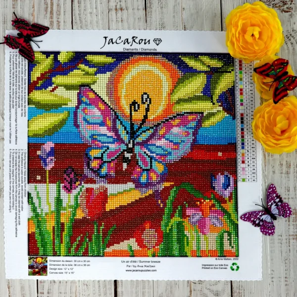 New JaCaRou Puzzles Broderie de diamants RONDS - UN AIR D'ÉTÉ