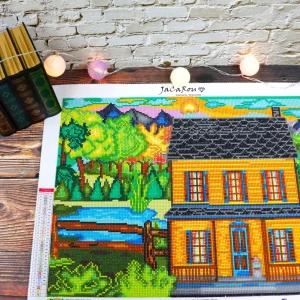 Best JaCaRou Puzzles Broderie de diamants RONDS - LE CHARME DE LA MAISON JAUNE