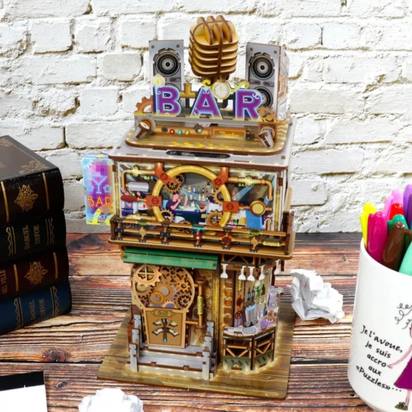 New JaCaRou Puzzles DIY CASSE-TÊTE 3D Mini-Corbeille - BAR PUNK