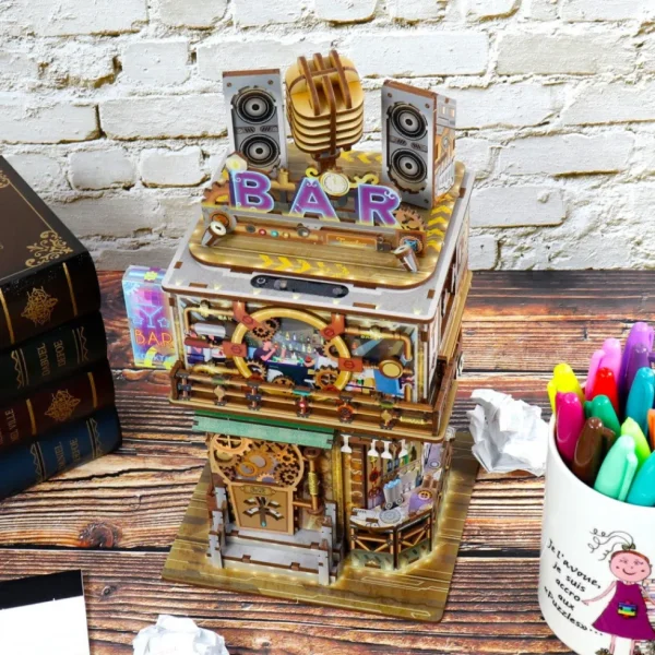 New JaCaRou Puzzles DIY CASSE-TÊTE 3D Mini-Corbeille - BAR PUNK