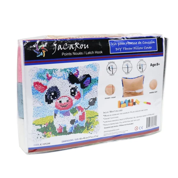 Hot JaCaRou Puzzles Points noués - Housse de coussin - VACHE