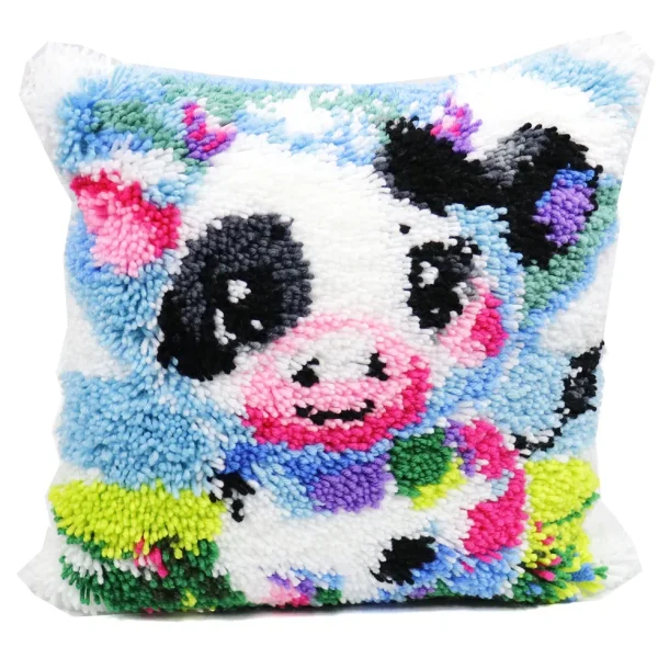 Hot JaCaRou Puzzles Points noués - Housse de coussin - VACHE