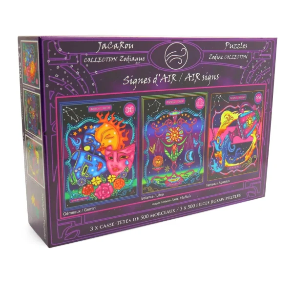 Fashion JaCaRou Puzzles ZODIAQUE : SIGNES D'AIR 3 x 500 pces